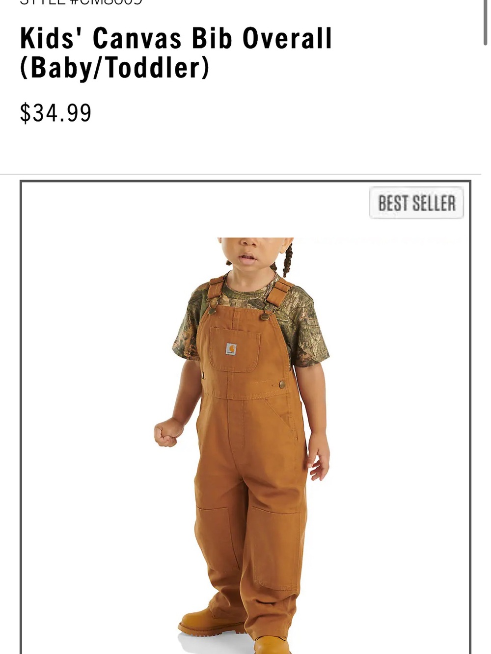 Carhartt Kids Tan Canvas Bib Overalls